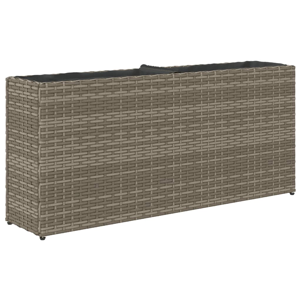 Floreira de jardim com 2 vasos 2pcs 90x20x40cm vime PE cinzento