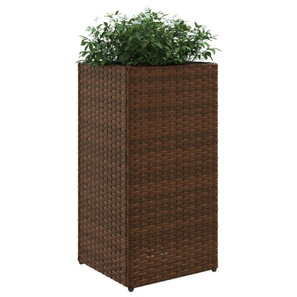 Vaso/floreira de jardim 2 pcs 30x30x60 cm vime PE castanho