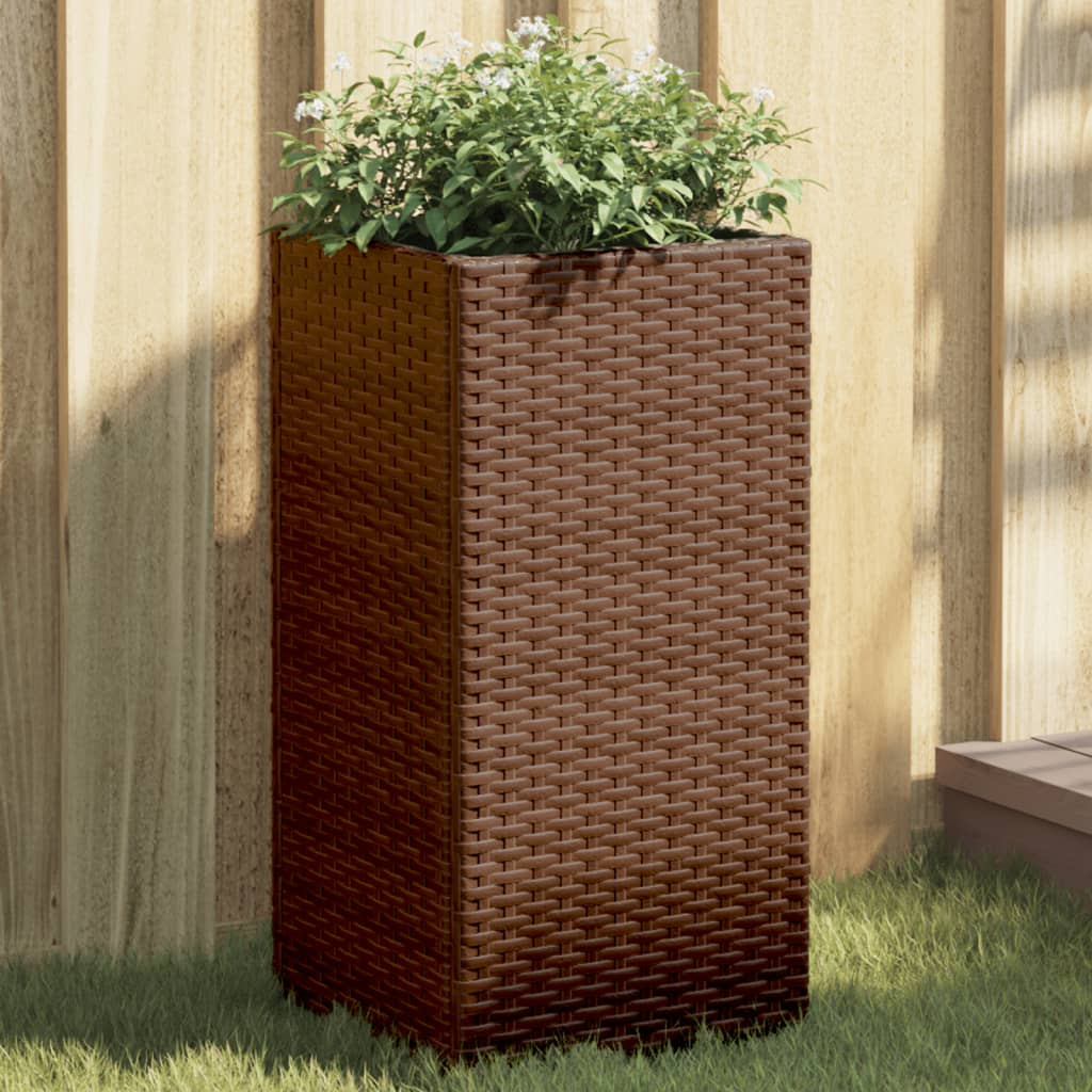 Vaso/floreira de jardim 2 pcs 30x30x60 cm vime PE castanho