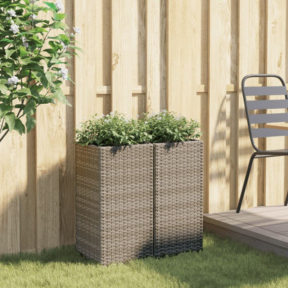 Vaso/floreira de jardim 2 pcs 30x30x60 cm vime PE cinzento