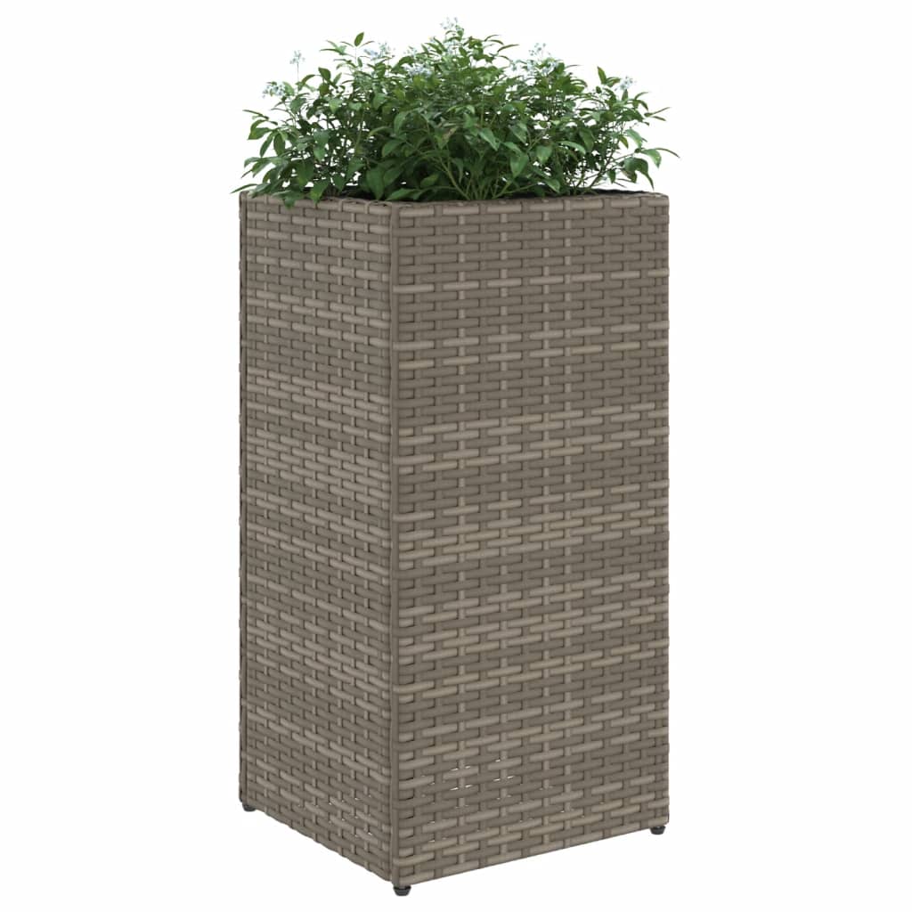 Vaso/floreira de jardim 2 pcs 30x30x60 cm vime PE cinzento