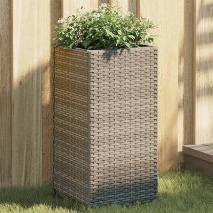 Vaso/floreira de jardim 2 pcs 30x30x60 cm vime PE cinzento