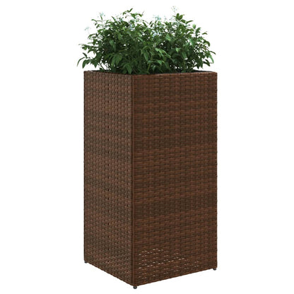 Vaso/floreira de jardim 2 pcs 40x40x80 cm vime PE castanho