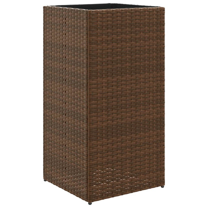 Vaso/floreira de jardim 2 pcs 40x40x80 cm vime PE castanho