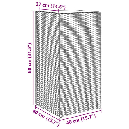 Vaso/floreira de jardim 2 pcs 40x40x80 cm vime PE castanho