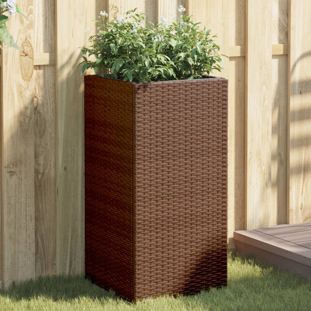 Vaso/floreira de jardim 2 pcs 40x40x80 cm vime PE castanho