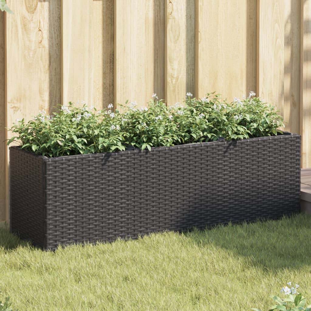 Floreira de jardim com 3 vasos 2pcs 105x30x32 cm vime PE preto