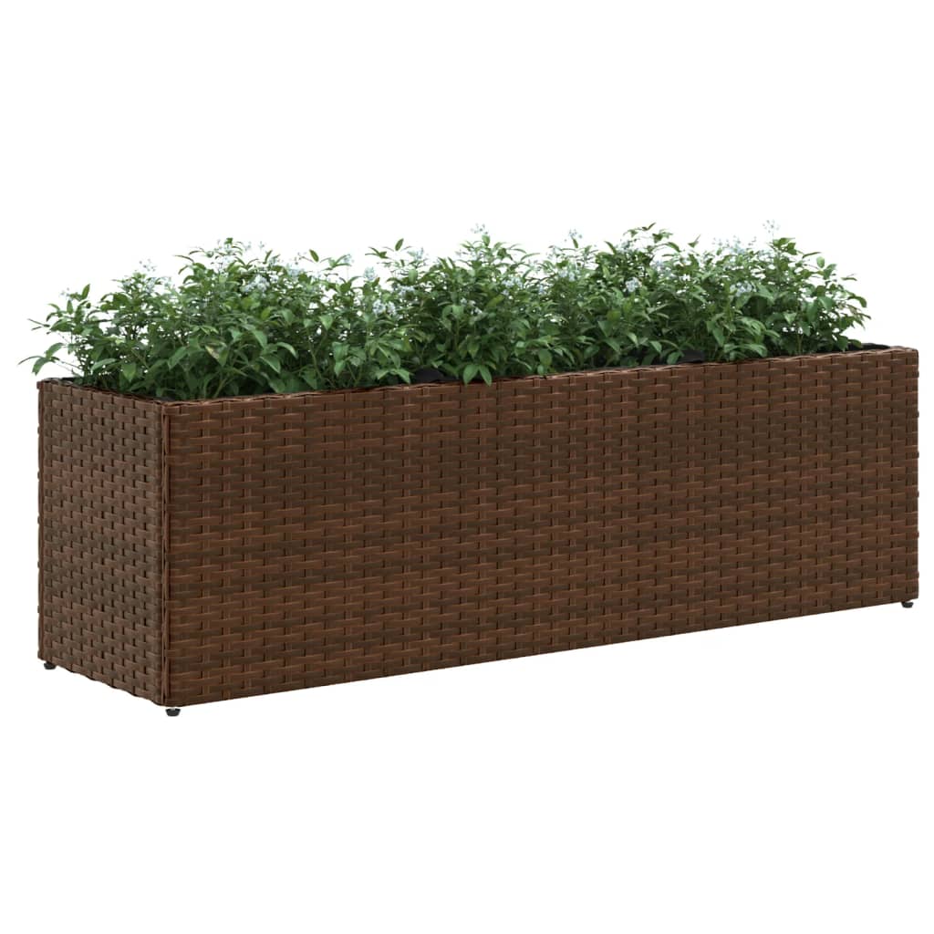 Canteiro jardim com 3 vasos 2pcs 105x30x32 cm vime PE castanho