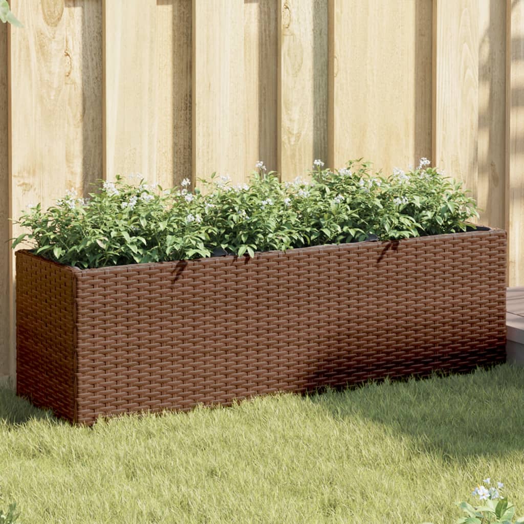 Canteiro jardim com 3 vasos 2pcs 105x30x32 cm vime PE castanho