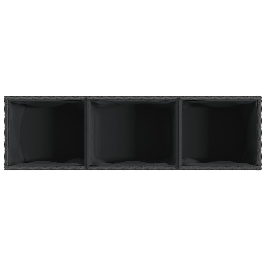 Canteiro jardim c/ rodas 2pcs 107x32x38cm vime PE preto