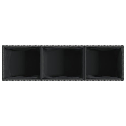 Canteiro jardim c/ rodas 2pcs 107x32x38cm vime PE preto