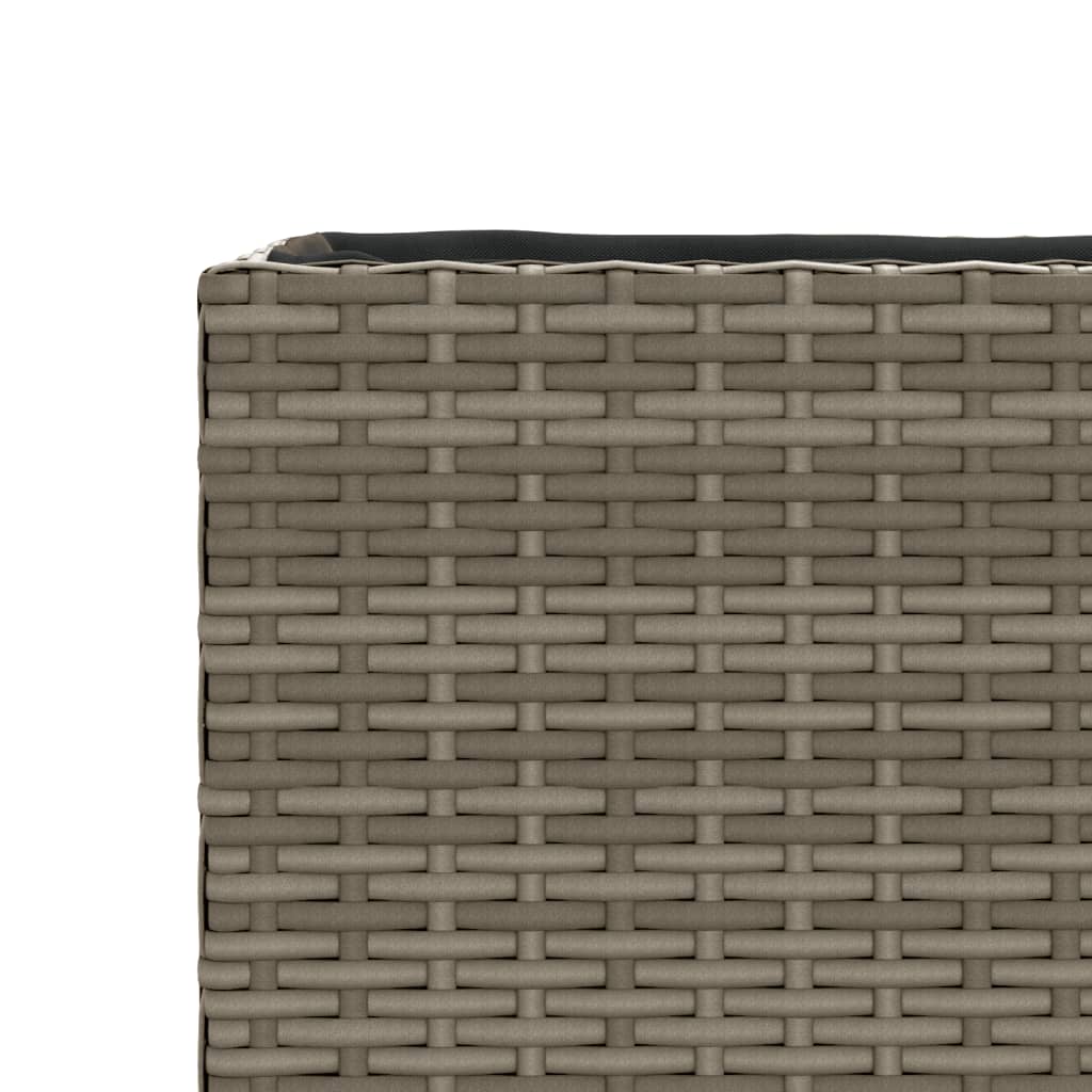 Canteiro jardim c/ rodas 2pcs 107x32x38cm vime PE cinzento