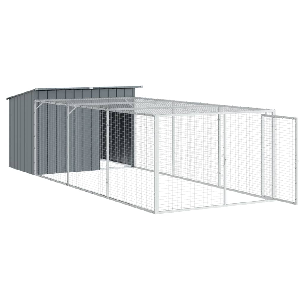 Casota p/ cães c/ parque 153x396x110 cm aço galvaniz. antracite