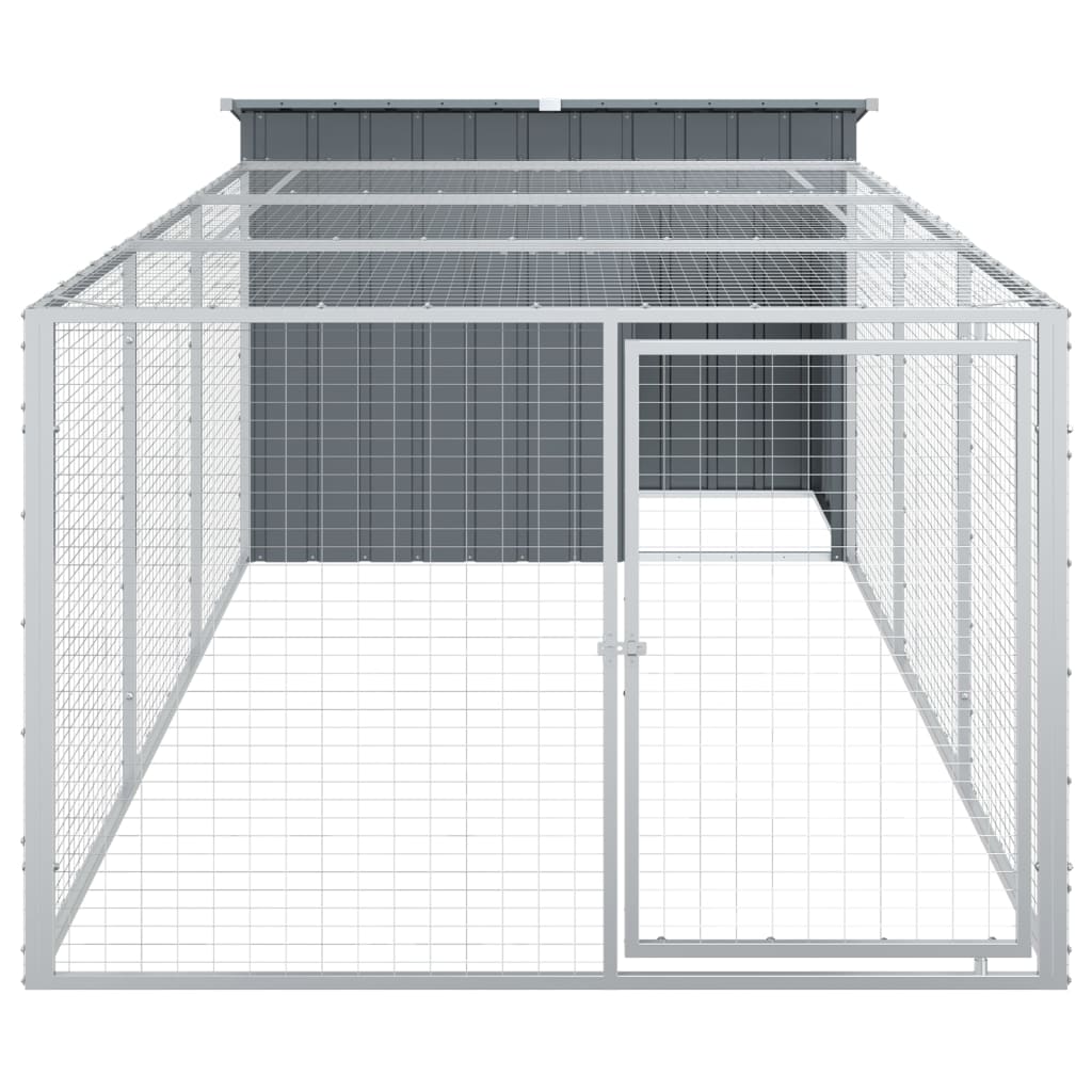 Casota p/ cães c/ parque 153x396x110 cm aço galvaniz. antracite