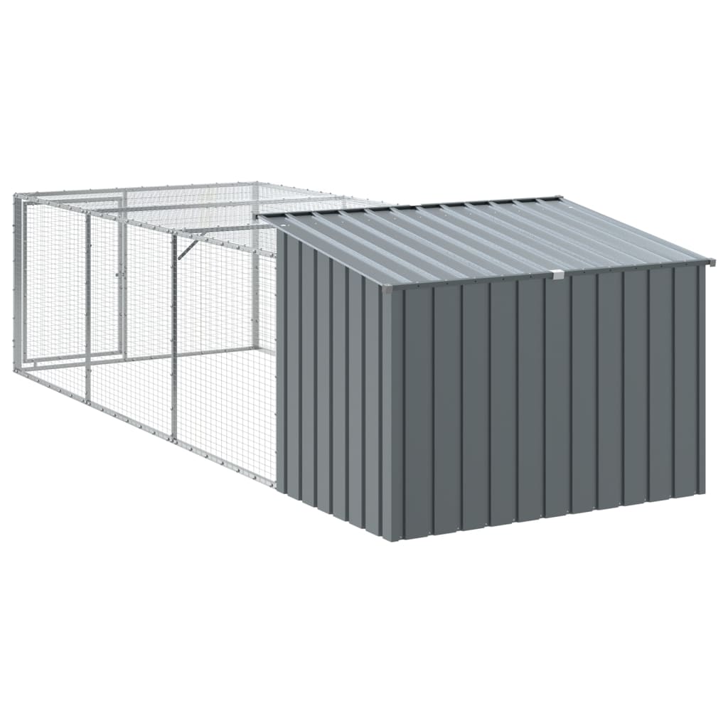 Casota p/ cães c/ parque 153x396x110 cm aço galvaniz. antracite