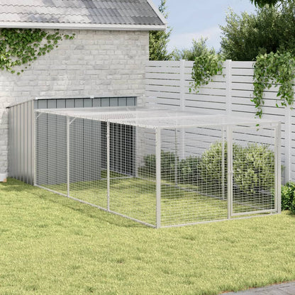 Casota p/ cães c/ parque 153x396x110 cm aço galvaniz. antracite