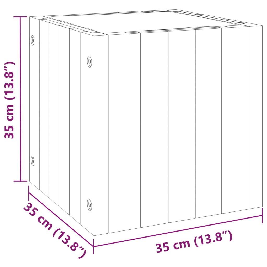 Vaso/floreira de jardim 35x35x35 cm madeira de acácia maciça