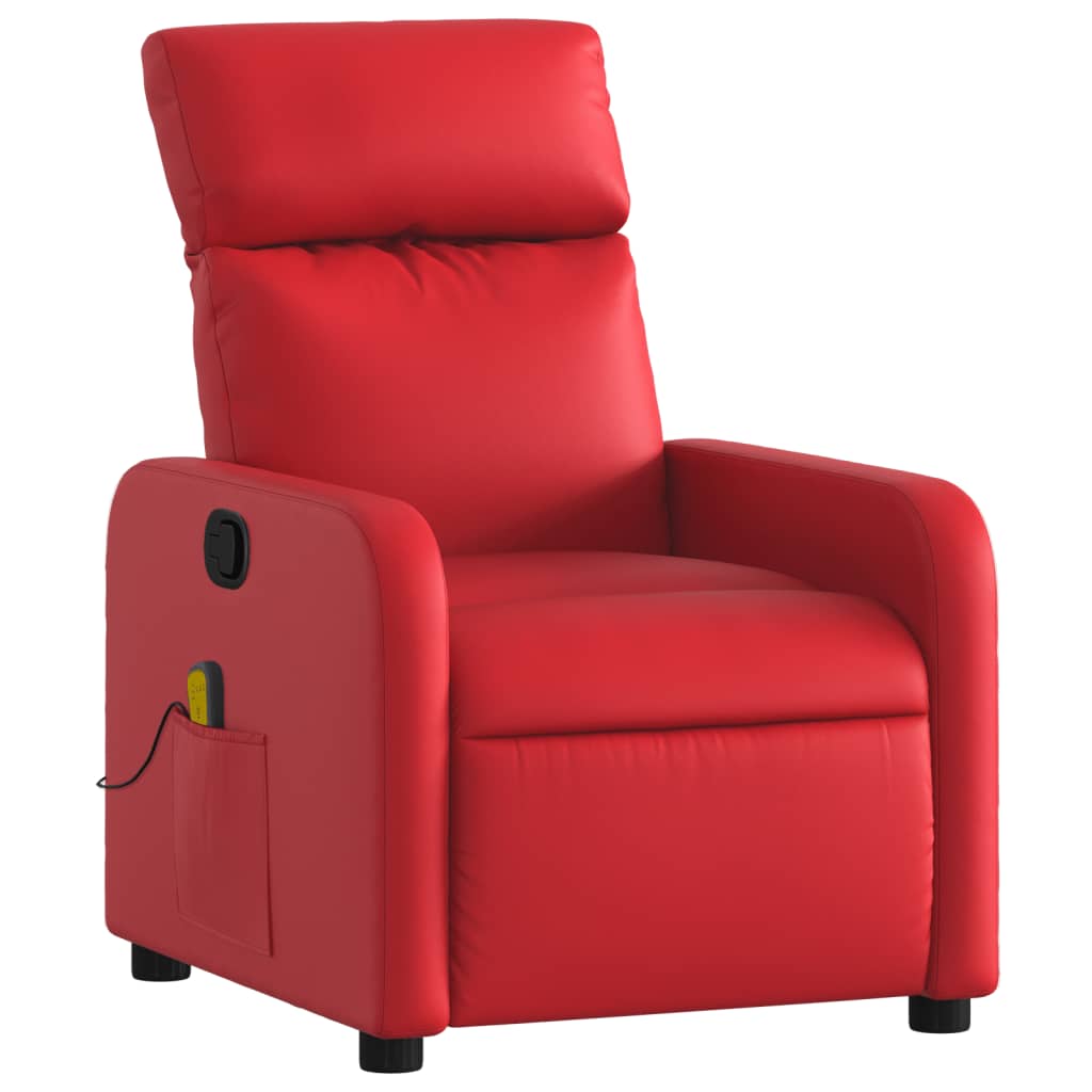 Poltrona de massagens reclinável couro artificial vermelho