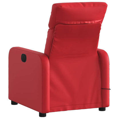 Poltrona de massagens reclinável couro artificial vermelho