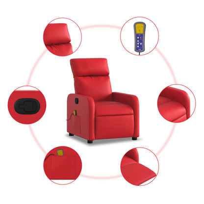 Poltrona de massagens reclinável couro artificial vermelho