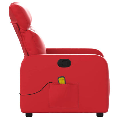 Poltrona de massagens reclinável couro artificial vermelho