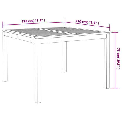 Mesa de jantar p/ jardim 110x110x75 cm madeira de acácia maciça