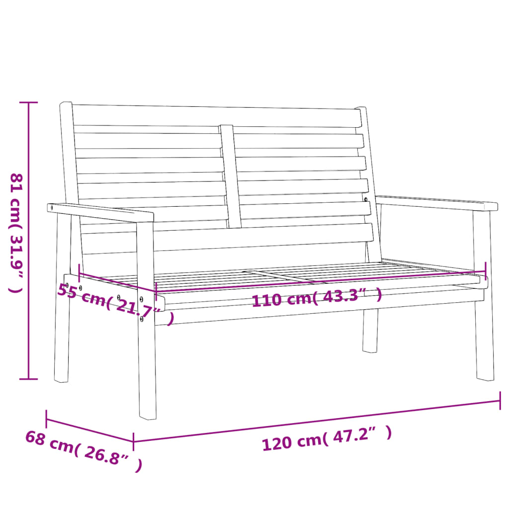 Conjunto de jardim madeira de acácia maciça