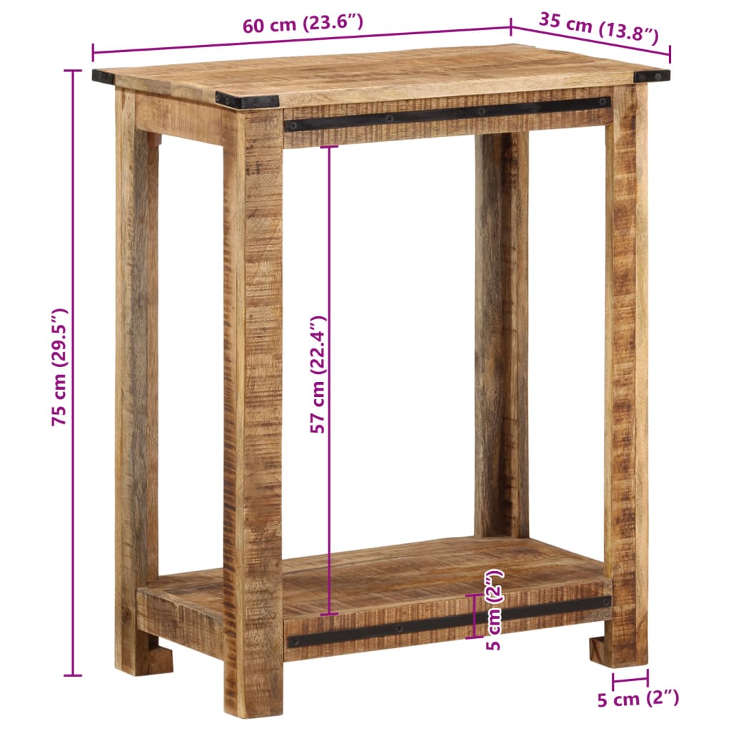 Mesa consola 60x35x75 cm madeira de mangueira maciça