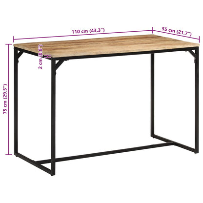 Mesa de jantar 110x55x75 cm madeira de mangueira maciça áspera