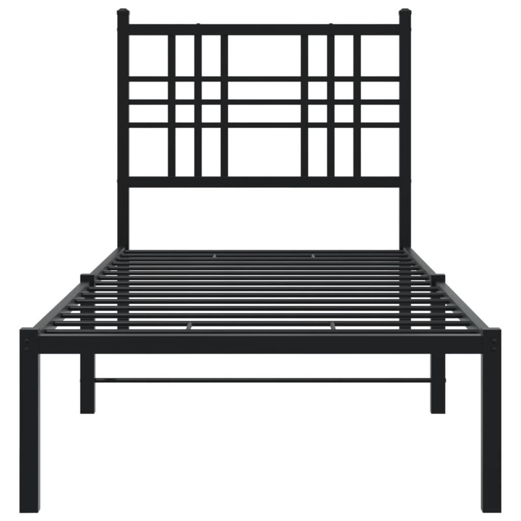 Estrutura de cama com cabeceira 75x190 cm metal preto