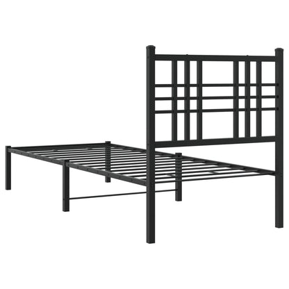 Estrutura de cama com cabeceira 75x190 cm metal preto