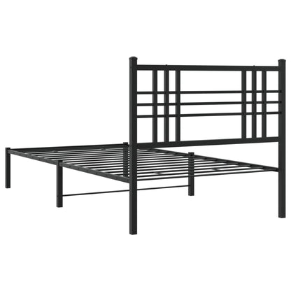 Estrutura de cama com cabeceira 90x190 cm metal preto