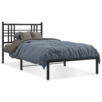 Estrutura de cama com cabeceira 90x190 cm metal preto