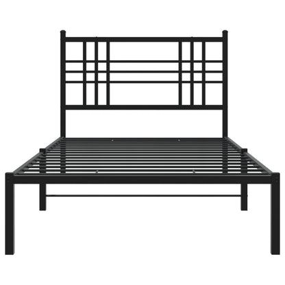 Estrutura de cama com cabeceira 90x200 cm metal preto