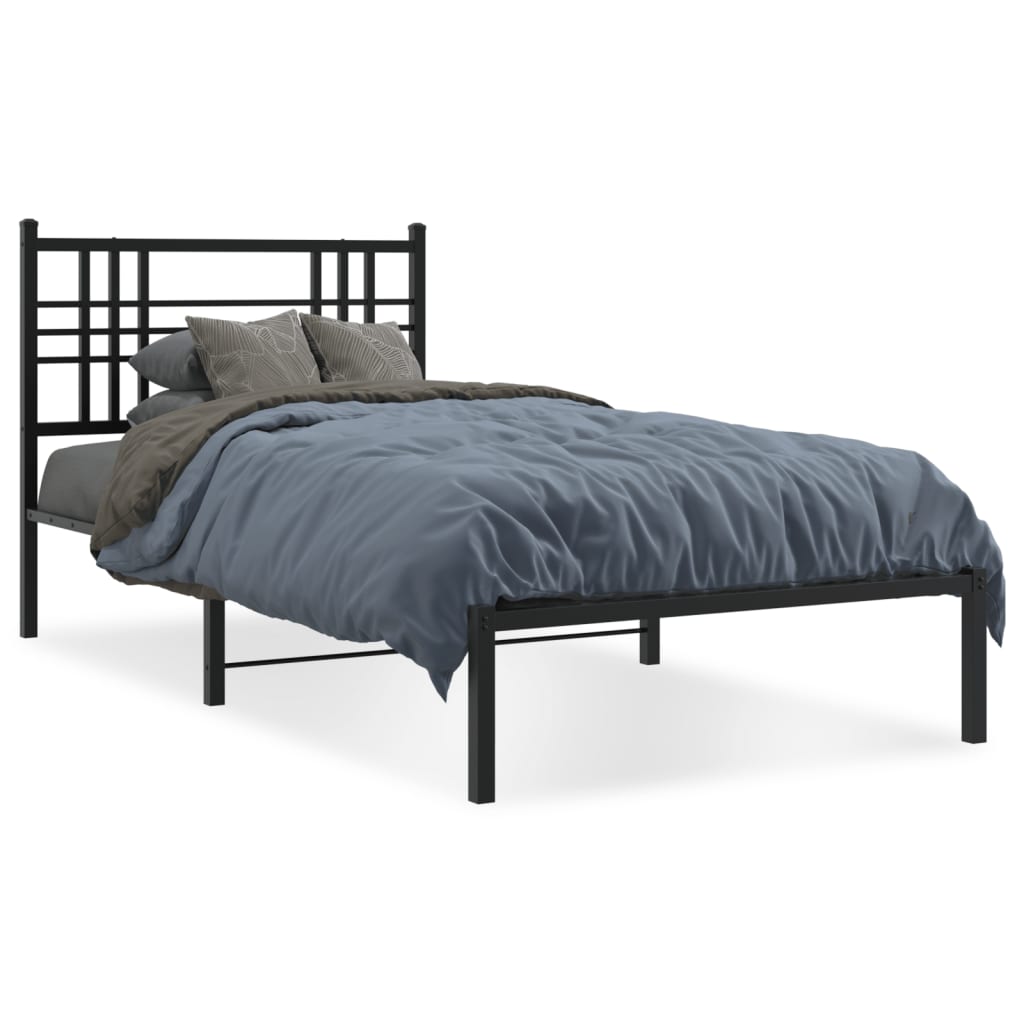 Estrutura de cama com cabeceira 90x200 cm metal preto