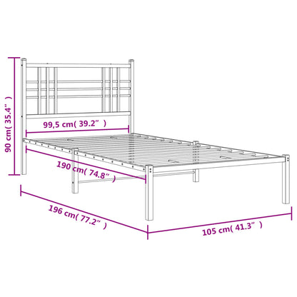 Estrutura de cama com cabeceira 100x190 cm metal preto