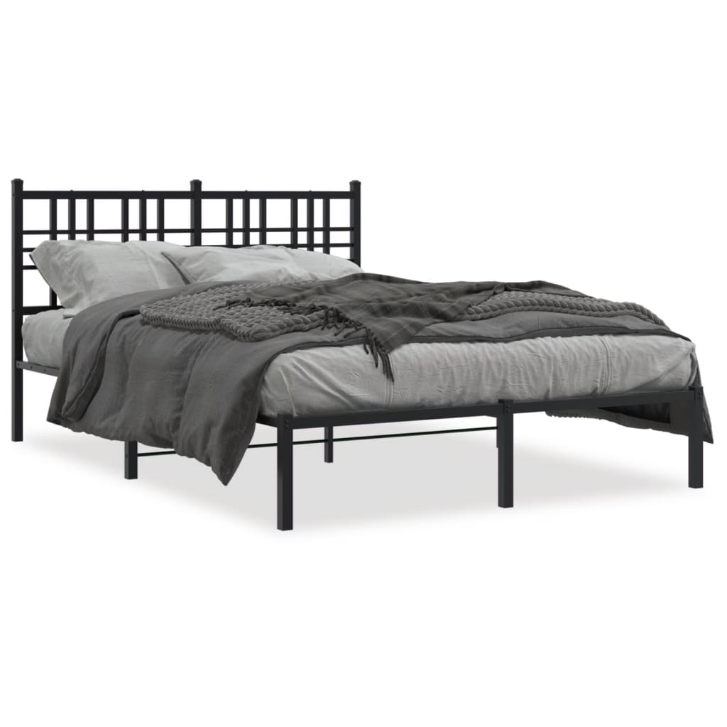 Estrutura de cama com cabeceira 120x190 cm metal preto