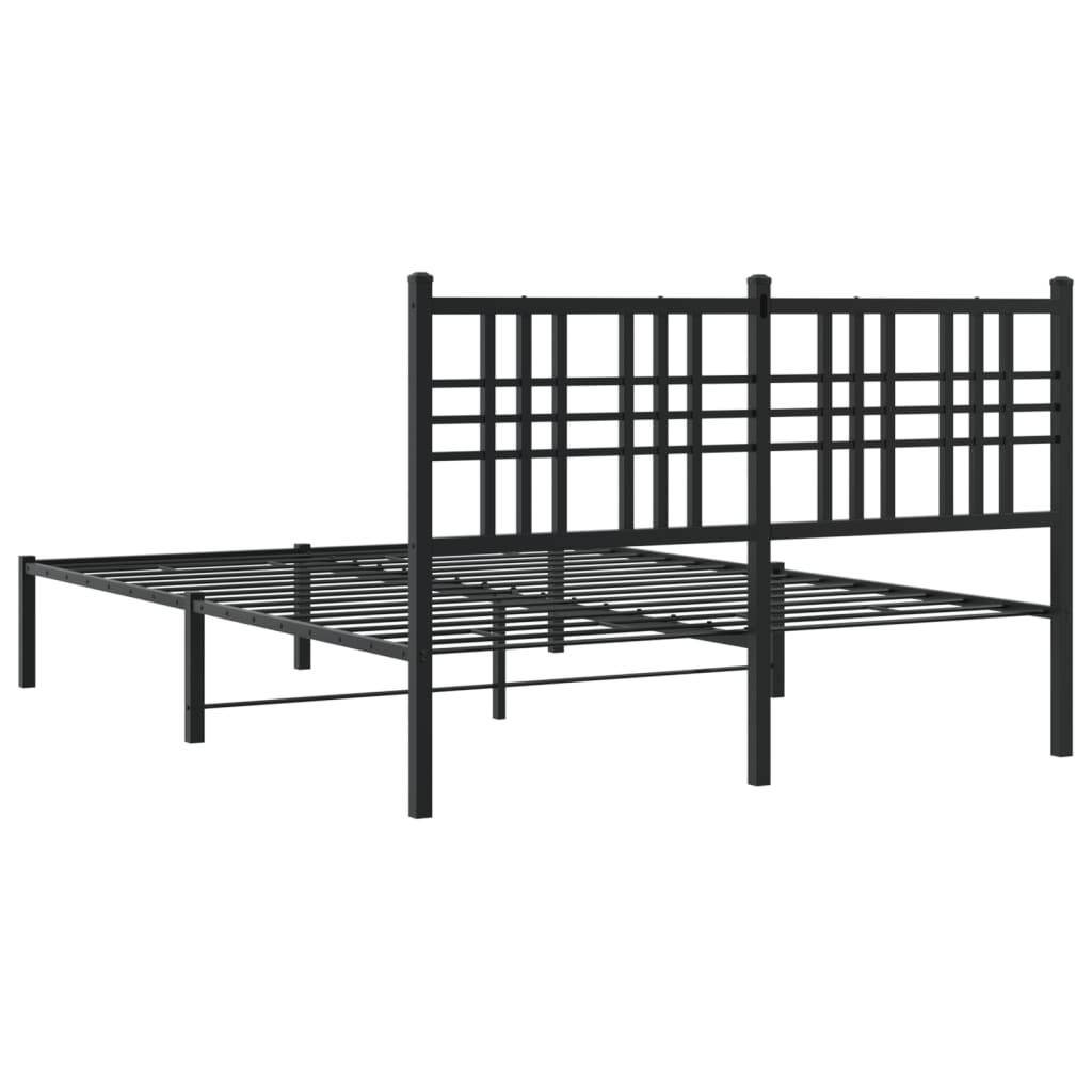 Estrutura de cama com cabeceira 140x190 cm metal preto