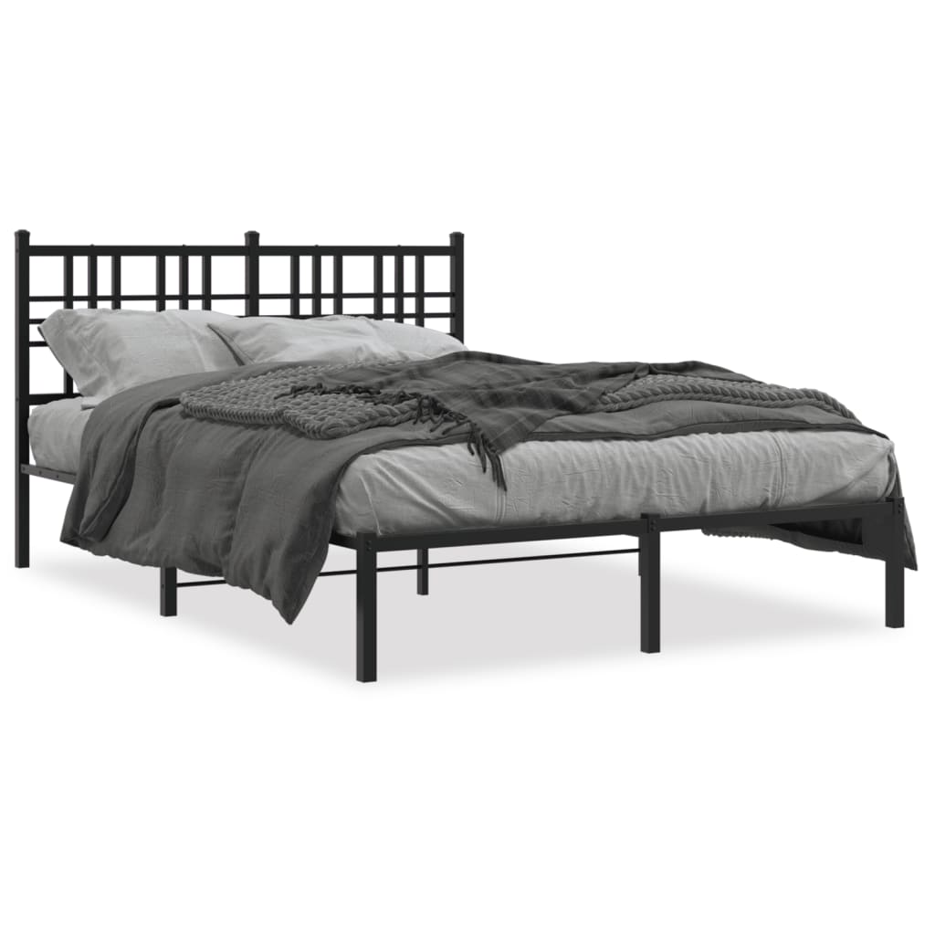 Estrutura de cama com cabeceira 140x190 cm metal preto