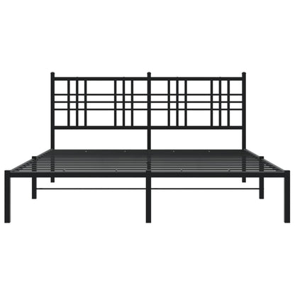 Estrutura de cama em metal com cabeceira 150x200 cm preto