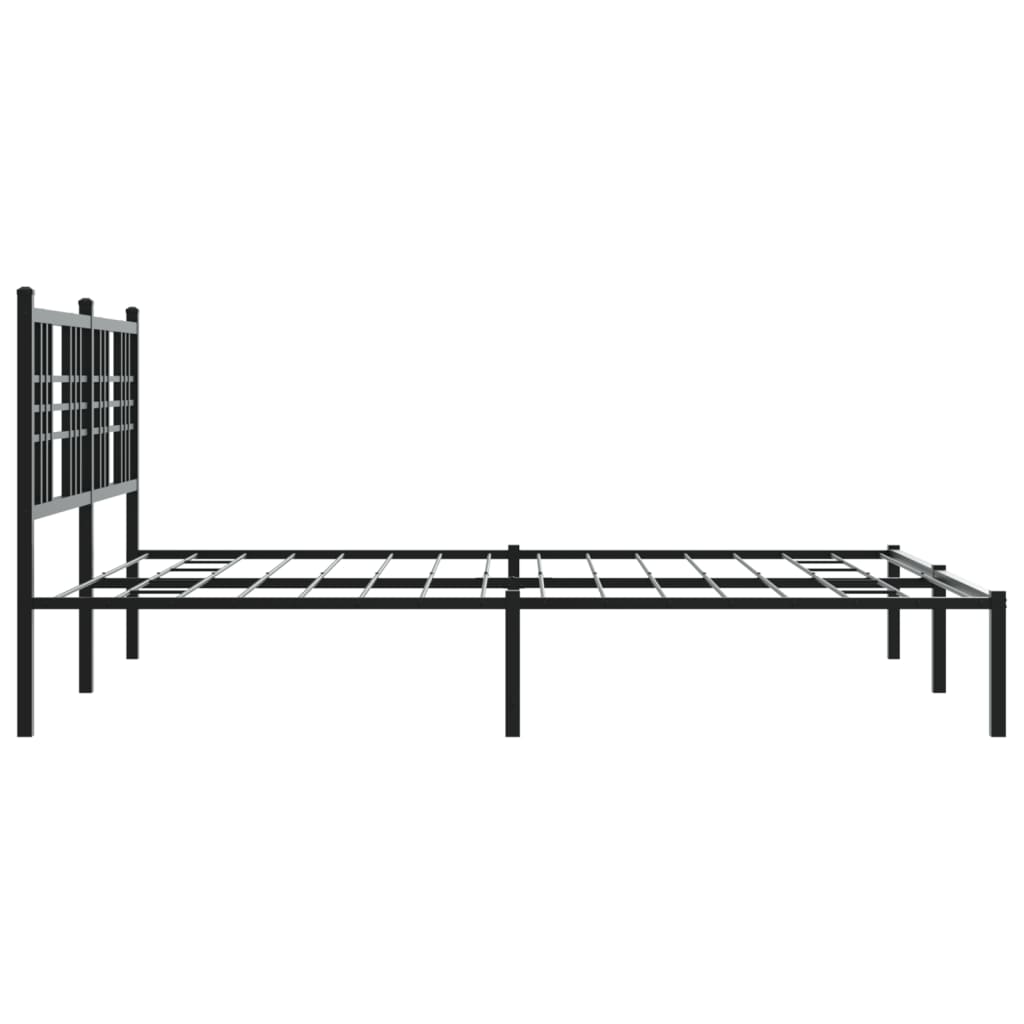 Estrutura de cama em metal com cabeceira 150x200 cm preto