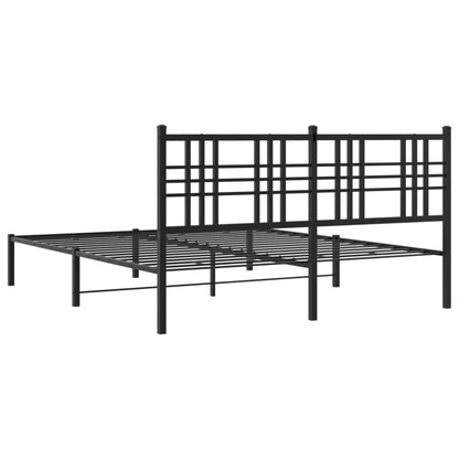 Estrutura de cama em metal com cabeceira 150x200 cm preto