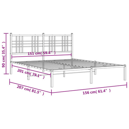 Estrutura de cama em metal com cabeceira 150x200 cm preto