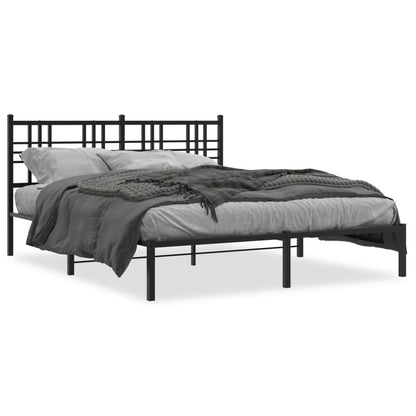 Estrutura de cama em metal com cabeceira 150x200 cm preto