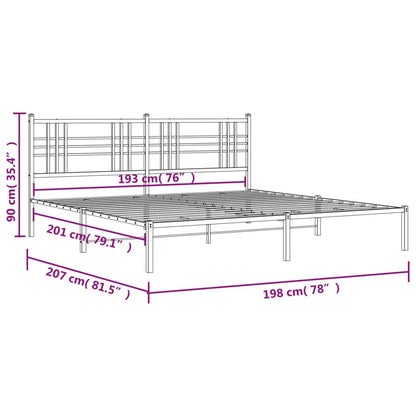 Estrutura de cama com cabeceira 193x203 cm metal preto