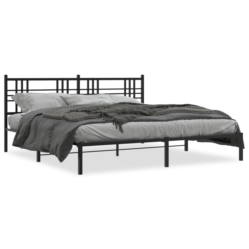 Estrutura de cama com cabeceira 193x203 cm metal preto