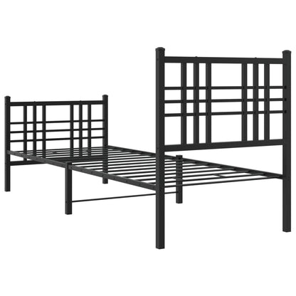 Estrutura de cama com cabeceira e pés 75x190 cm metal preto