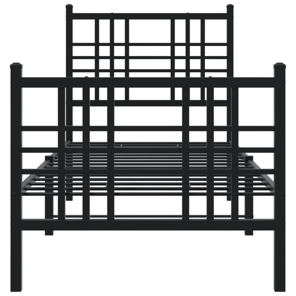 Estrutura de cama com cabeceira e pés 80x200 cm metal preto