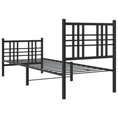 Estrutura de cama com cabeceira e pés 80x200 cm metal preto