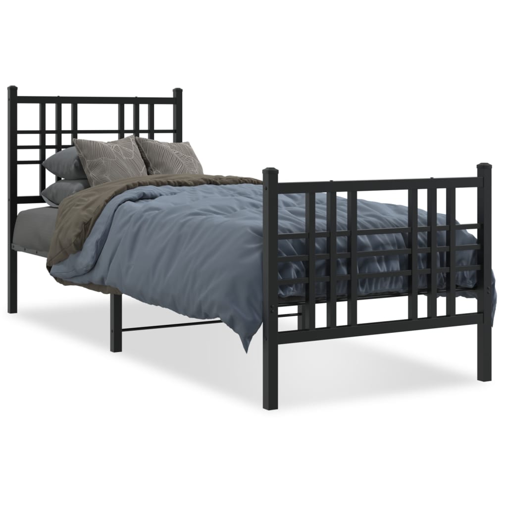 Estrutura de cama com cabeceira e pés 80x200 cm metal preto